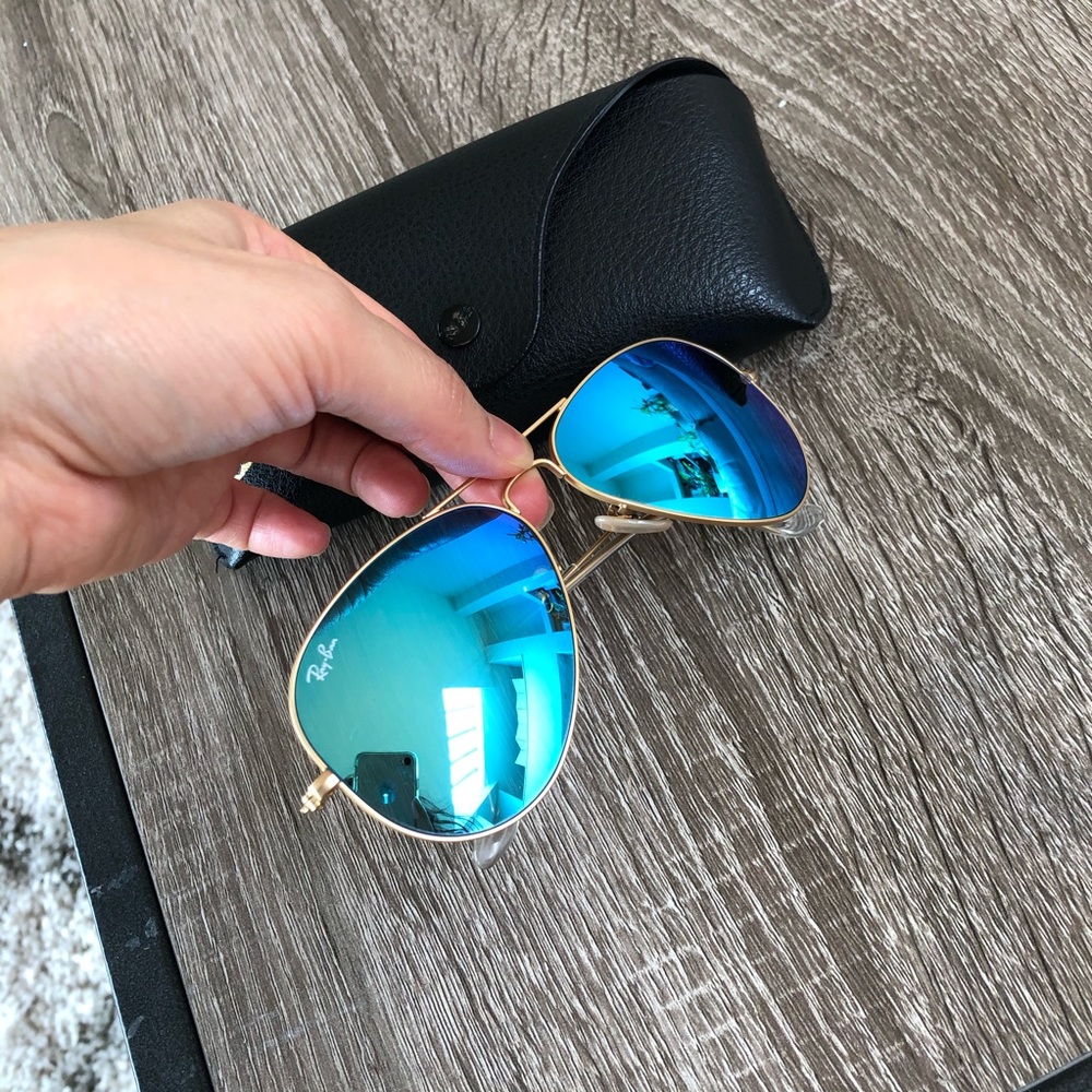 Ray Ban gold blue flash aviator - Picture 2 of 5